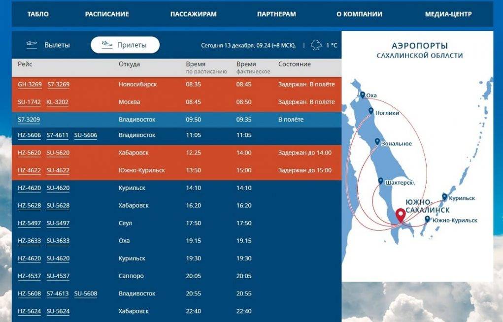 Все об аэропорте южно-сахалинска хомутово (uus) - online расписание вылетов и прилетов