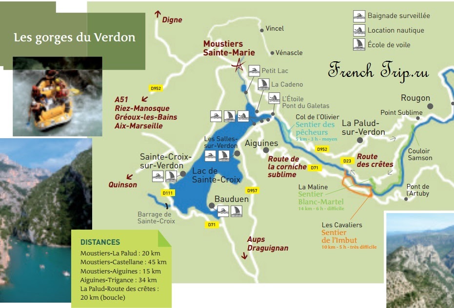 Gorges du verdon (вердонское ущелье), прованс, франция - карта...