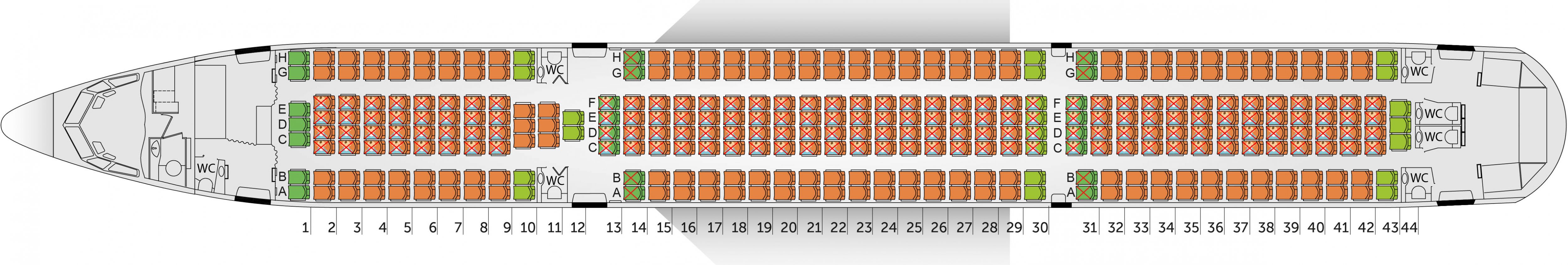 Схема салона boeing 767-300 компании azur air