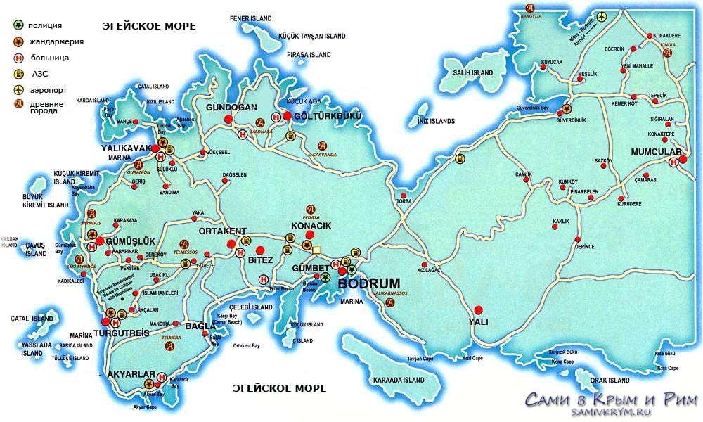 Бодрум карта курортов