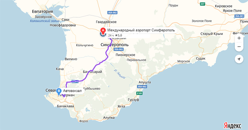 Карта-схема дорог симферополь аэропорт