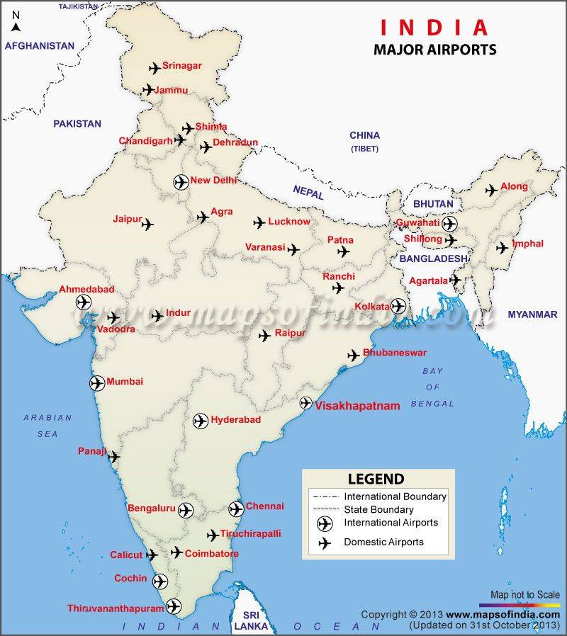 Самые главные индийские международные аэропорты