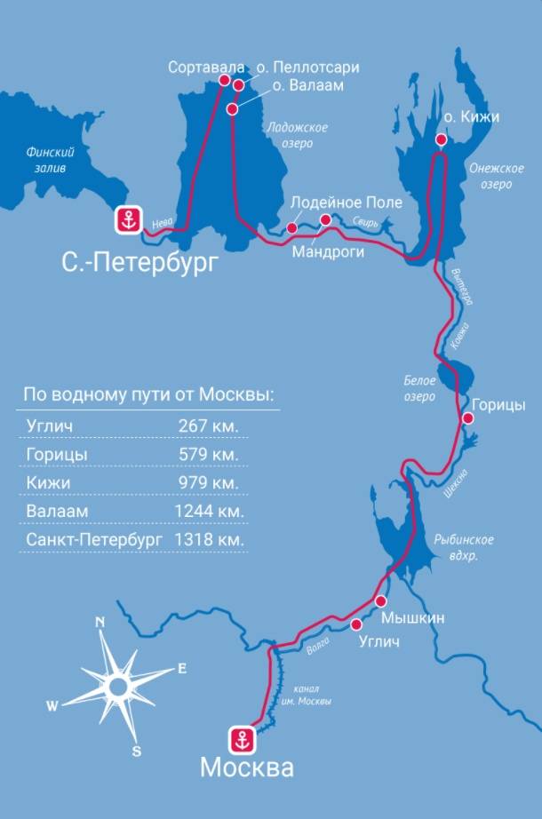 Карта речных маршрутов из москвы