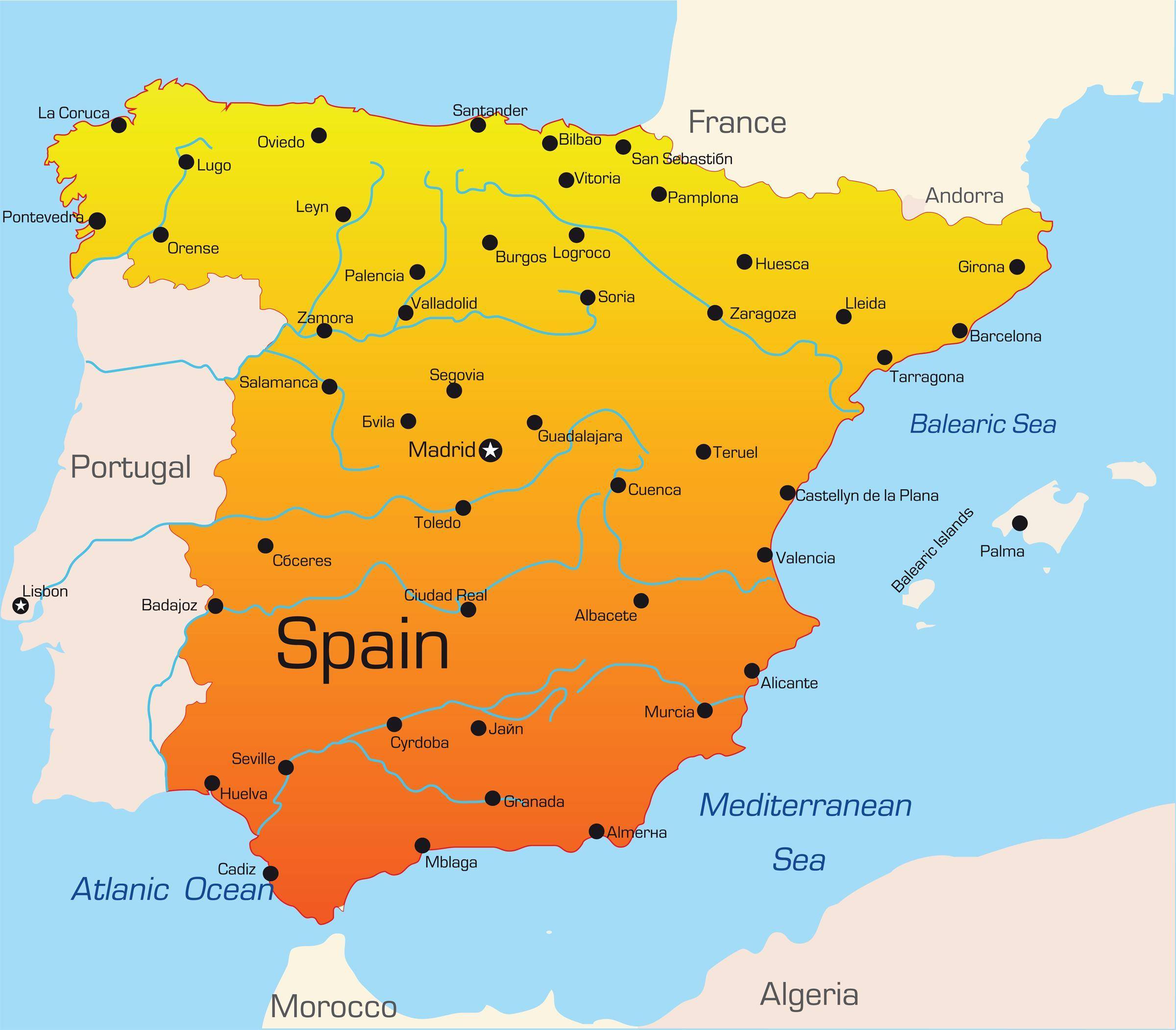 Карта регионов испании