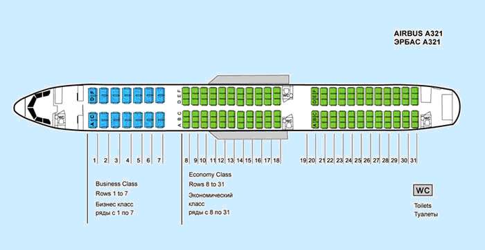 Схема салона и лучшие места в самолете airbus a321 авиакомпании «аэрофлот»