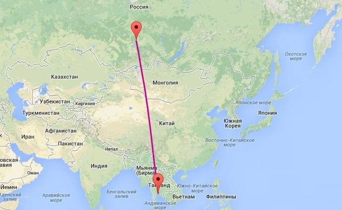 Расстояние и время полета с новосибирска до бангкока