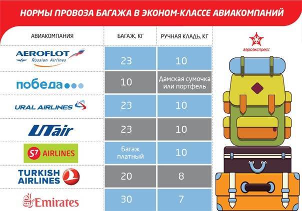 Провоз багажа и ручной клади самолетом ак россия: требования, нормы, тарифы за перегруз