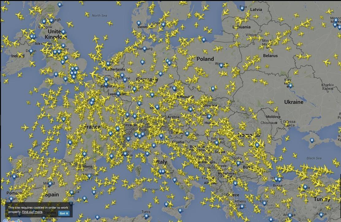 Карта пролета самолетов в реальном времени онлайн