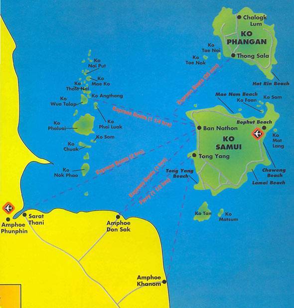 Самуи: описание аэропорта, расположение, маршрут на карте