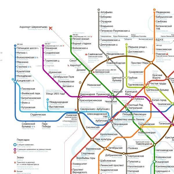 Карта-схема московского метро, аэропортов и жд вокзалов с указаниями