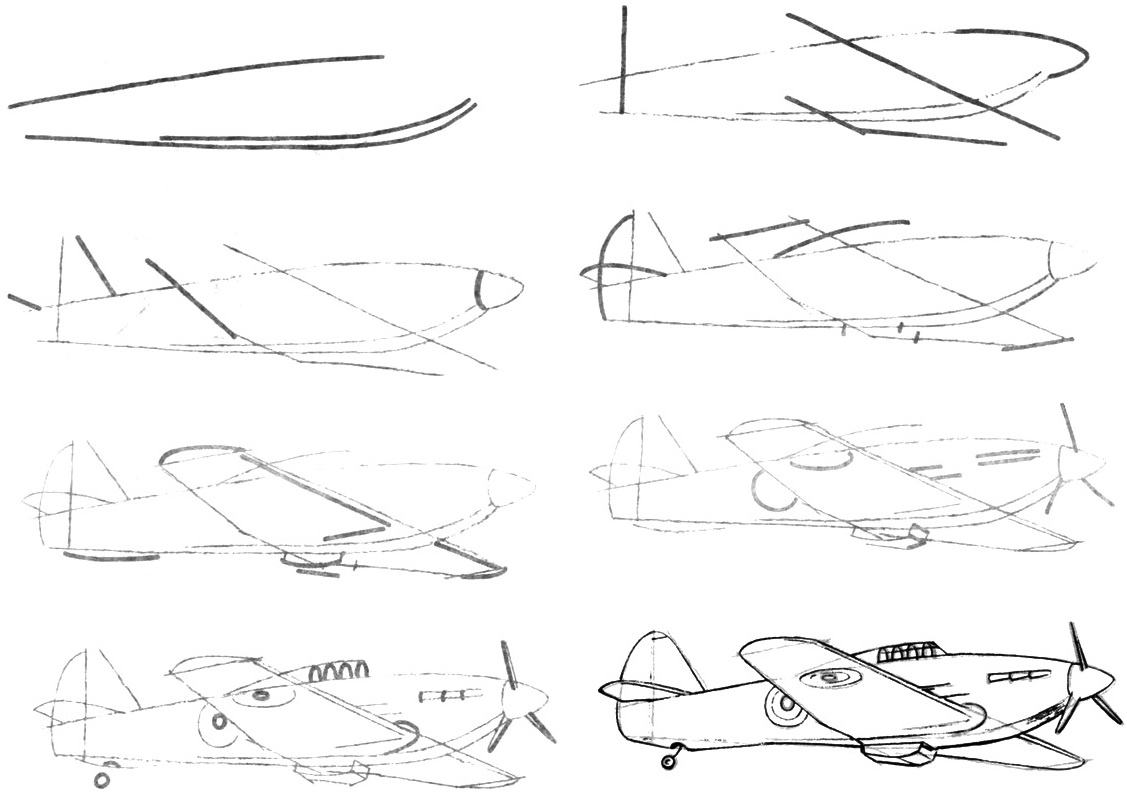 Как нарисовать самолет: поэтапное легкое рисование самолета в небе карандашом для детей и нарисованные картинки для этого