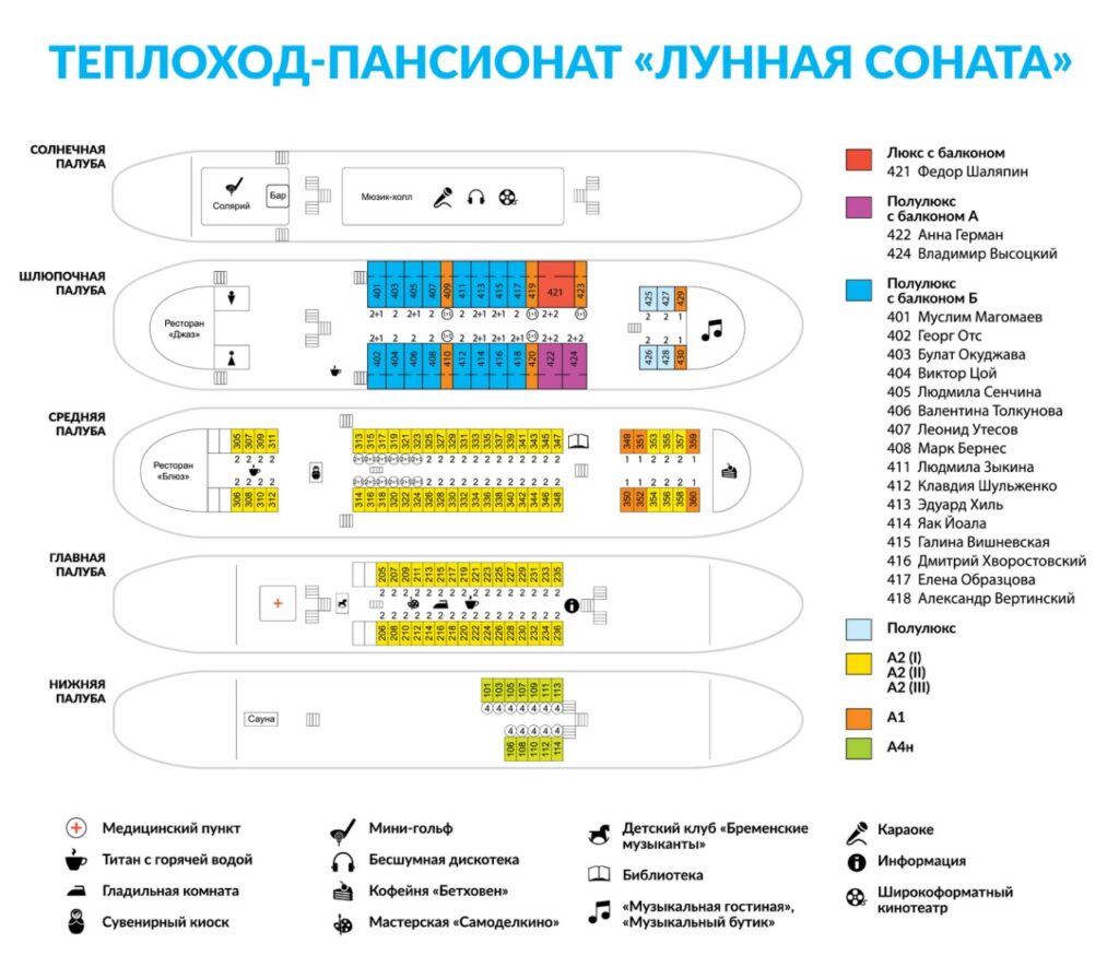 О теплоходе лунная соната: история названия, навигация, расписание