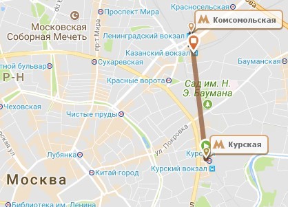 Расстояние от Ленинградского до Курского вокзала