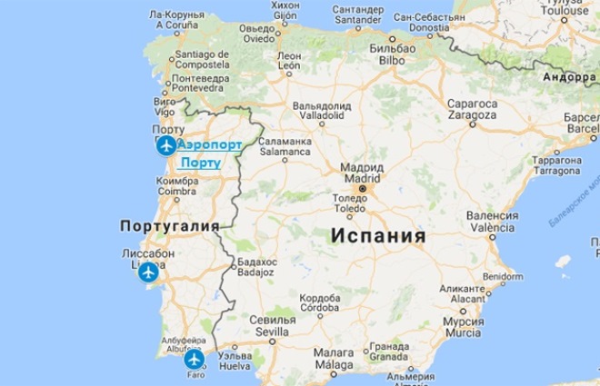 Карта испании с курортами на русском языке