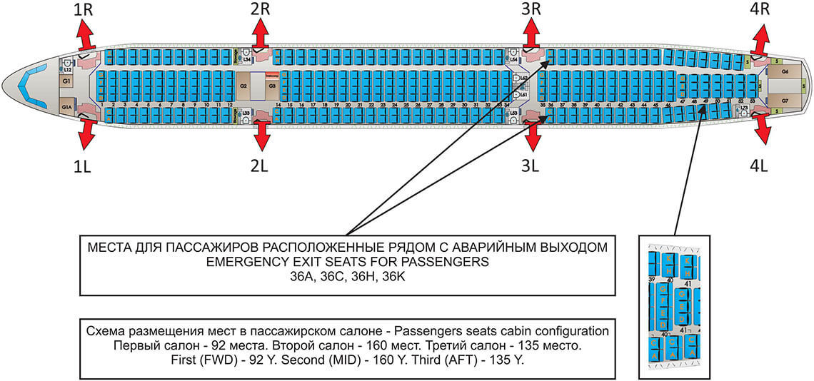 Схема салона Аэробус (Airbus) A330-300