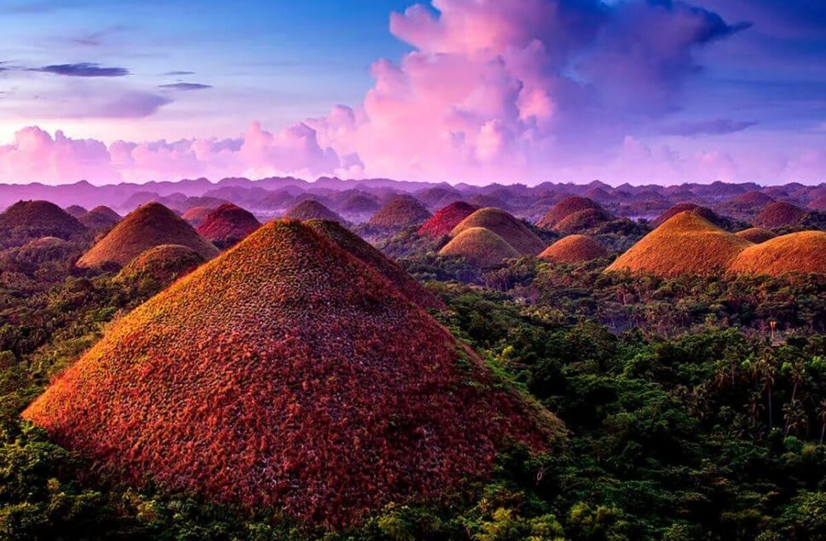 Шоколадные холмы острова бохол - радость сладкоежки. филиппины