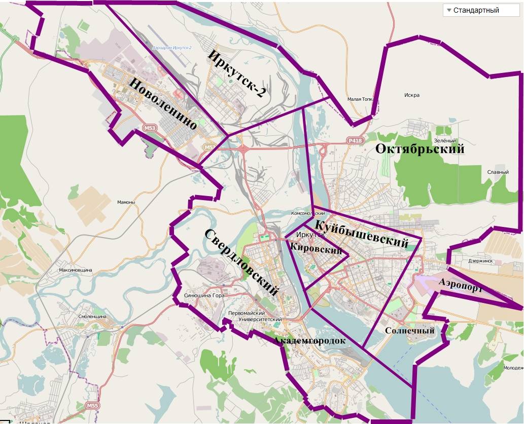Районы иркутска – список с границами на карте, описание