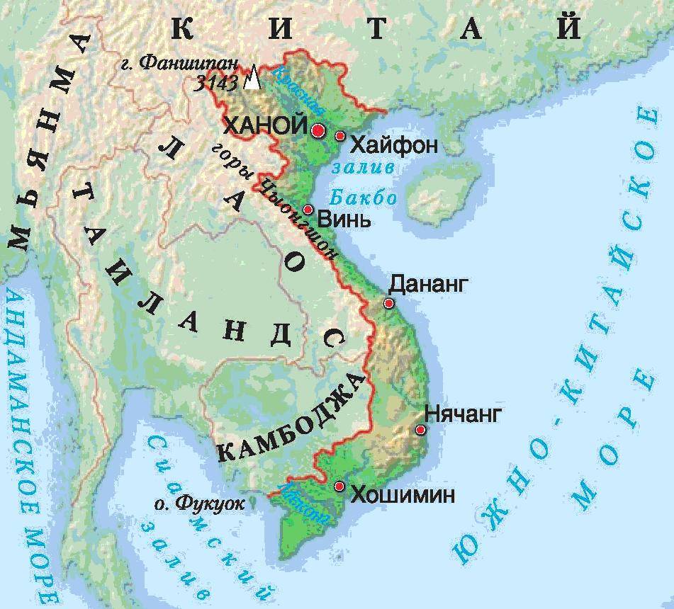 Вьетнам карта мира со странами