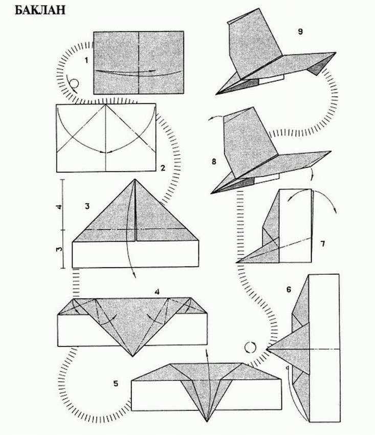 Бумажный самолет схема складывания