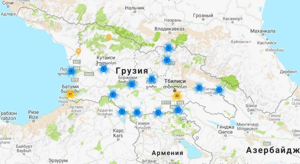 Карта турции грузии и россии
