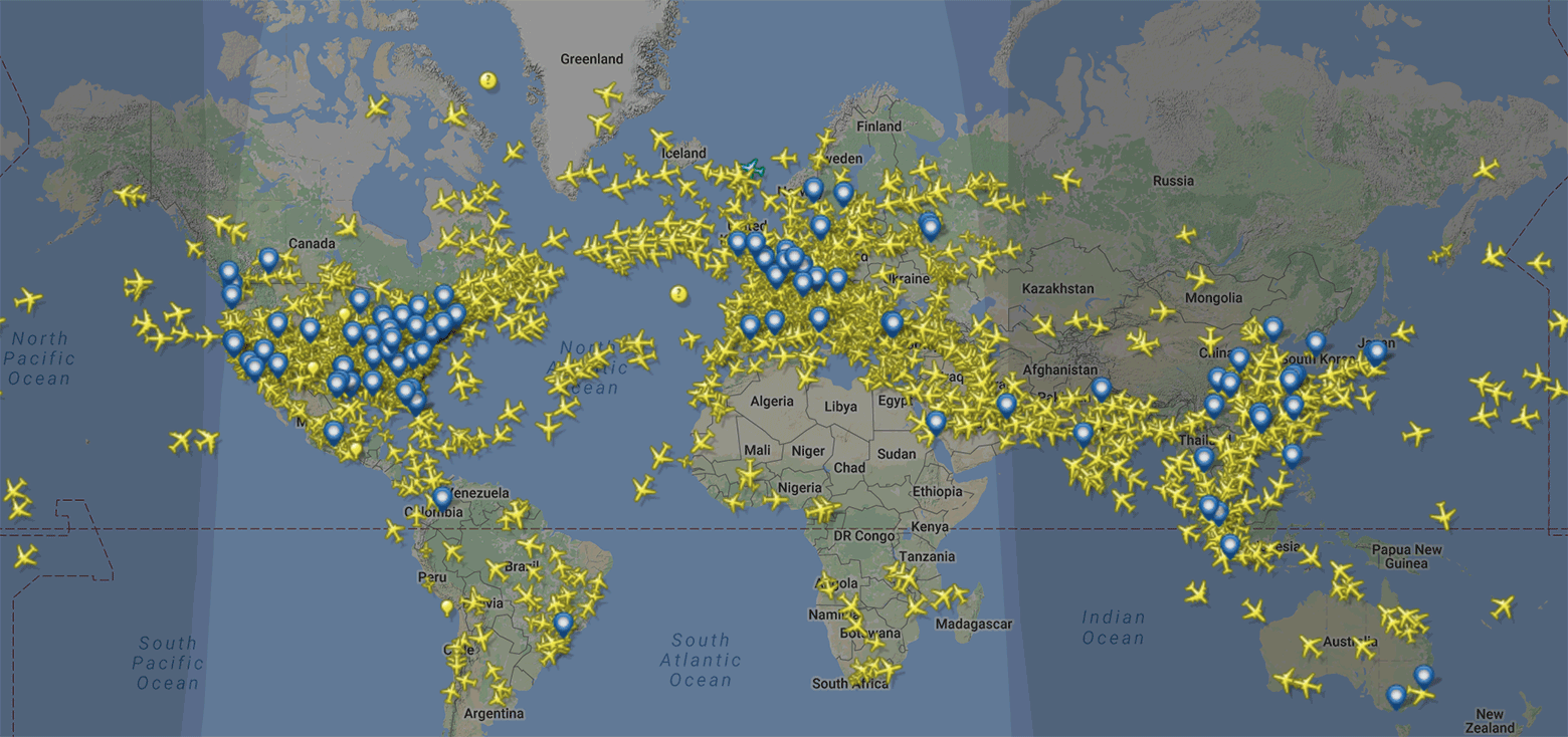 Самолеты в воздухе карта