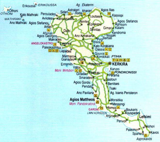 Курорт дассия острова корфу на карте: расположение и виды отдыха