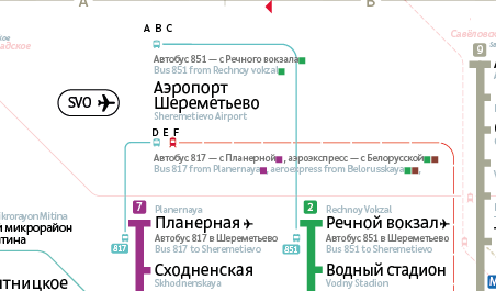 Схема маршрута 851 маршрута