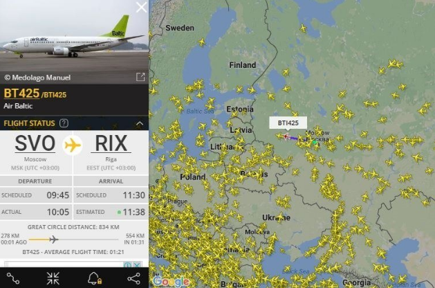 Карта полётов самолётов онлайн (в реальном времени)
