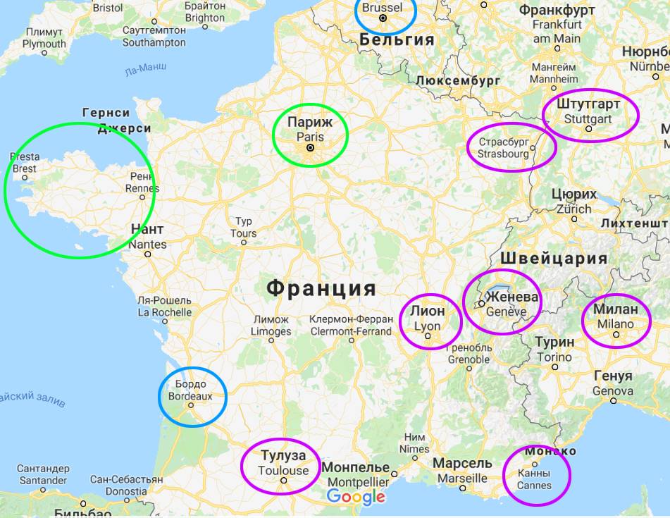 Аэропорты на карте франции: список международных аэропортов и размещение на карте
