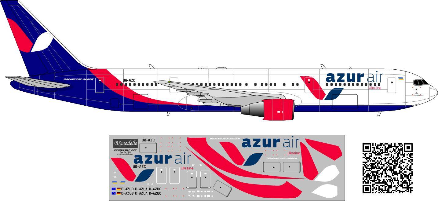 Схема салона и лучшие места в boeing 767-300 авиакомпании azur air