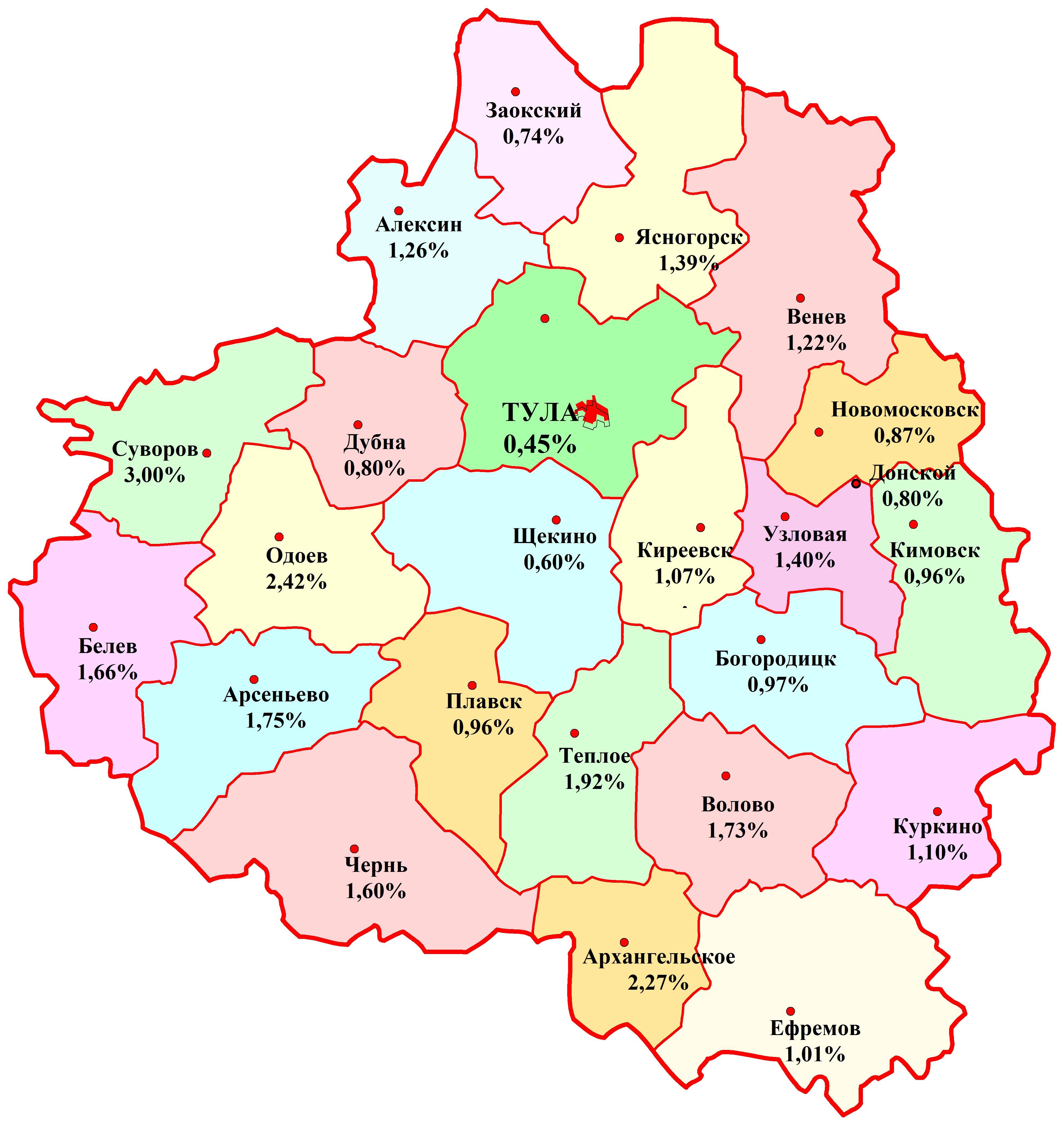 Административно-территориальное деление тульской области википедия
