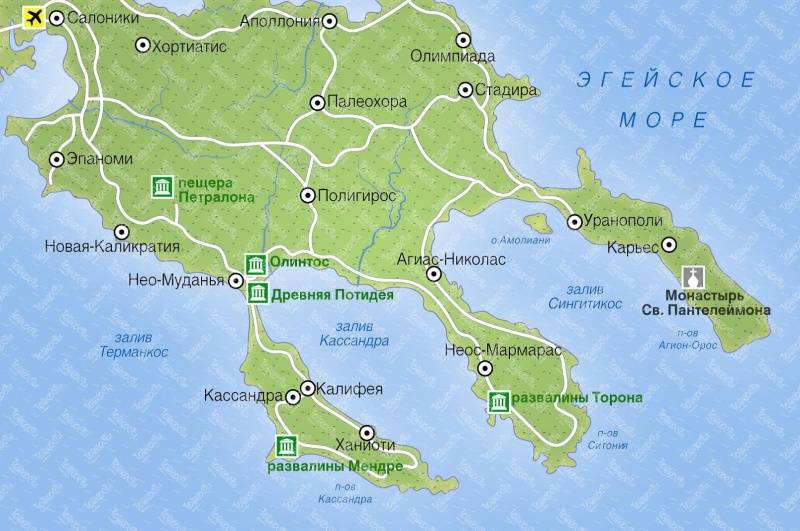 Халкидики 2023 - карта, путеводитель, отели, достопримечательности халкидики (греция)