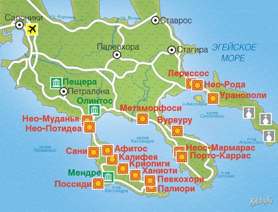 Карта греции на русском языке с городами и курортами