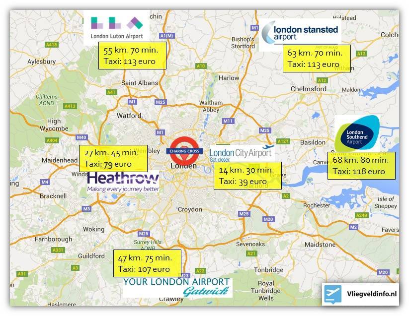 Аэропорты лондона на карте, названия
