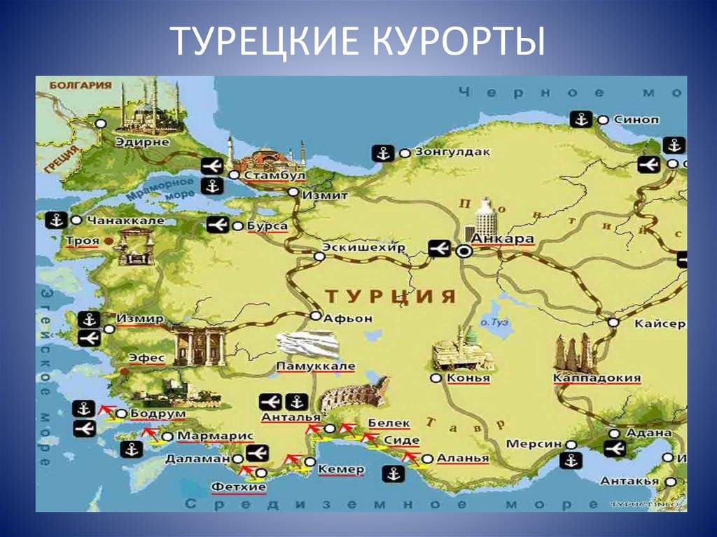 Аэропорты турции на карте, список аэропортов турции