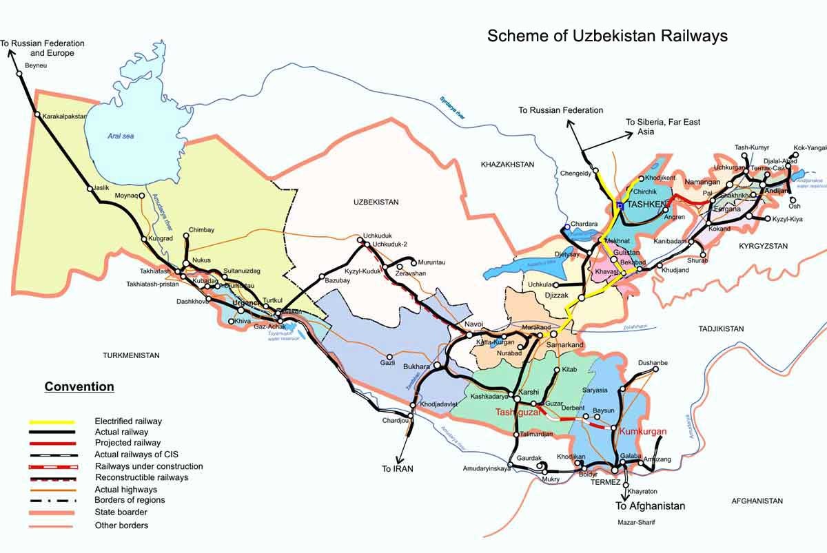 Узбекские ржд: карта, особенности
