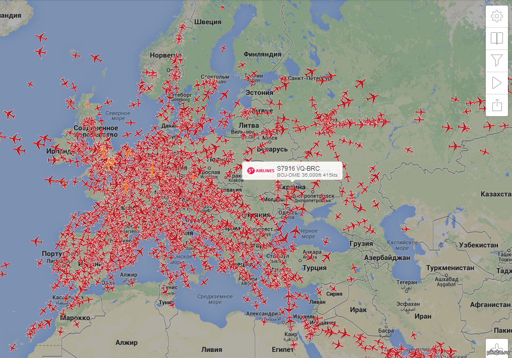 Сколько самолетов сейчас в небе карта