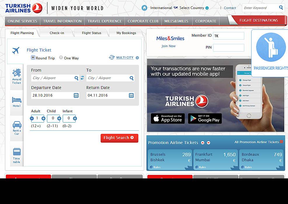 Как зарегистрироваться на рейс турецких авиалиний - инструкция и советы