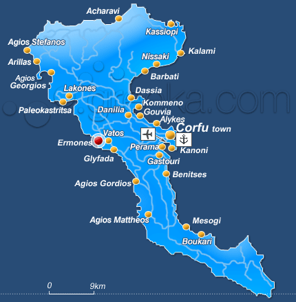 Аэропорт корфу на карте греции