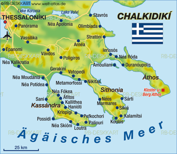 Карта греции с городами