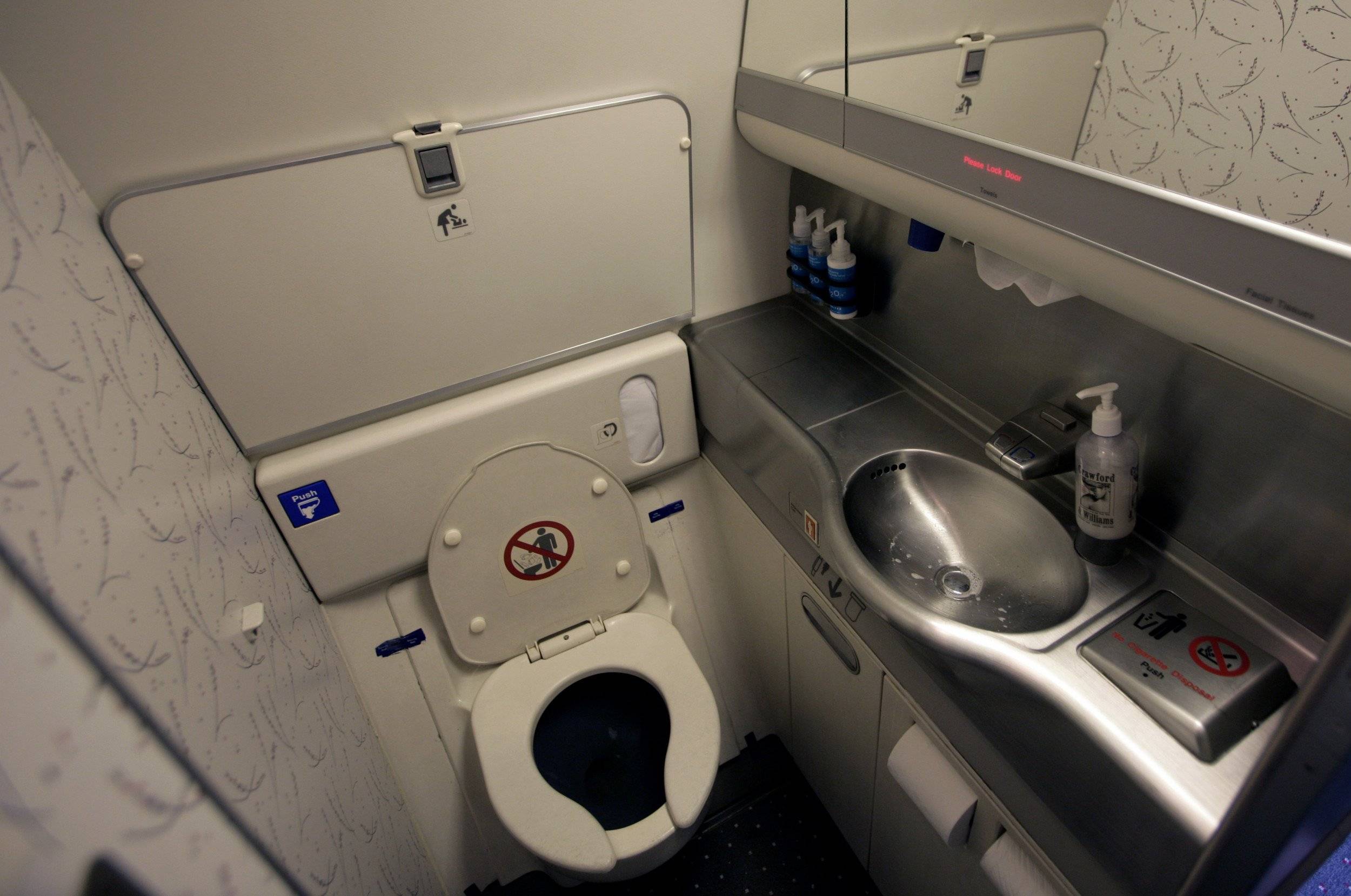 Как устроен и где находится туалет в самолете, фото