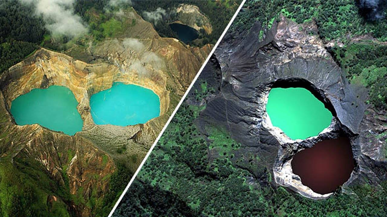 Озера злых духов гора келимуту индонезия. цветные озера вулкана келимуту