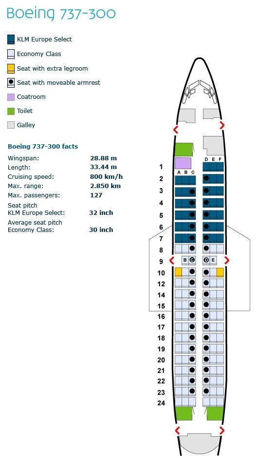 Схема салона и лучшие места в самолете boeing 737-300