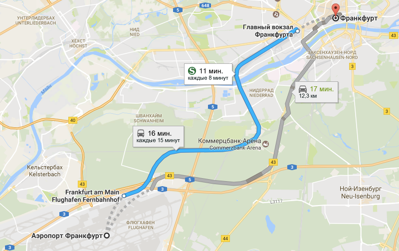 Как добраться из аэропорта Франкфурта до центра города