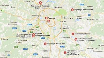 Аэропорты на карте москвы
