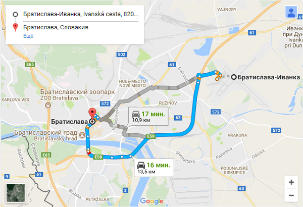Как добраться из аэропорта Братиславы до Братиславы