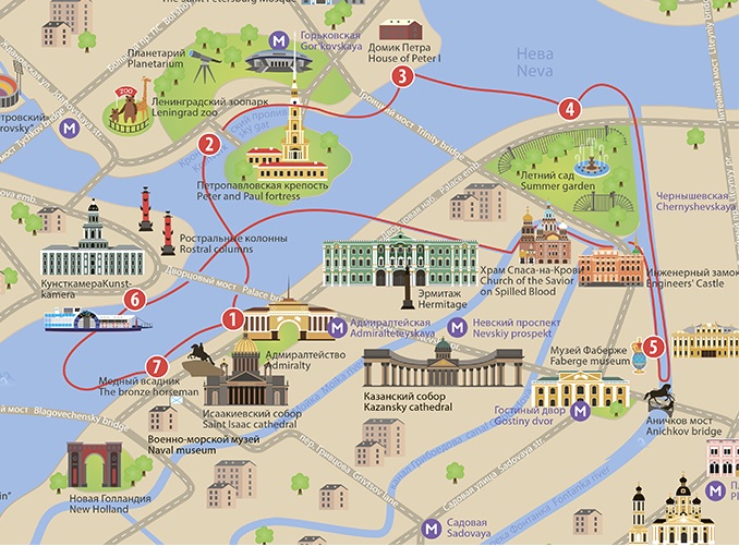Карта достопримечательностей санкта-петербурга, удобное планирование поездки