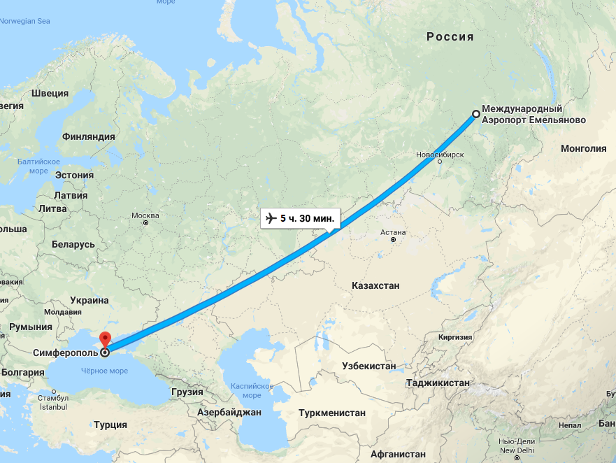 Сколько часов лететь до крыма из москвы и крупных городов россии
