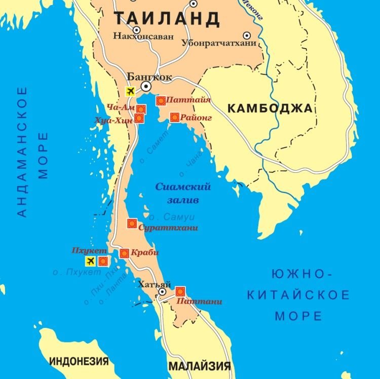 Где находится тайланд - на карте мира, в какой стране, какое море