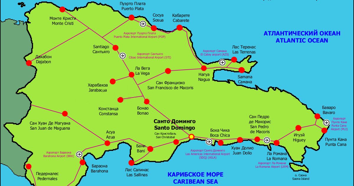 Карта доминиканы с курортами на русском языке - republica.pro
